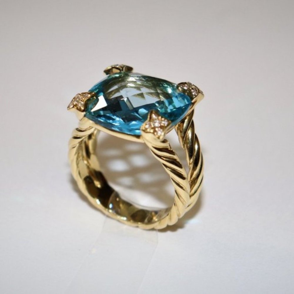 David Yurman 18kt yellow gold topaz diamond ring